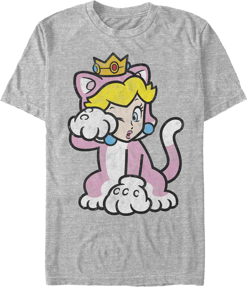 Cat Peach Super Mario Bros T Shirt 