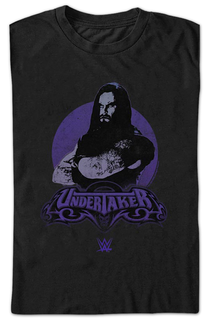 Men's WWE Undertaker Purple Lightning Logo Graphic Tee Black X