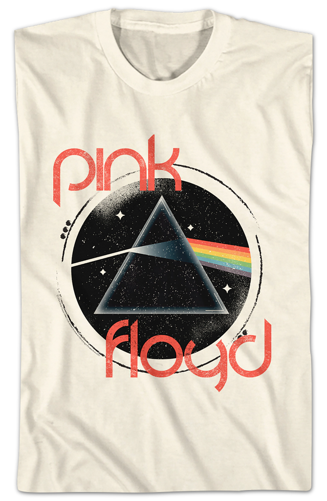 Distressed Circle Dark Side of Floyd Moon Pink T-Shirt the