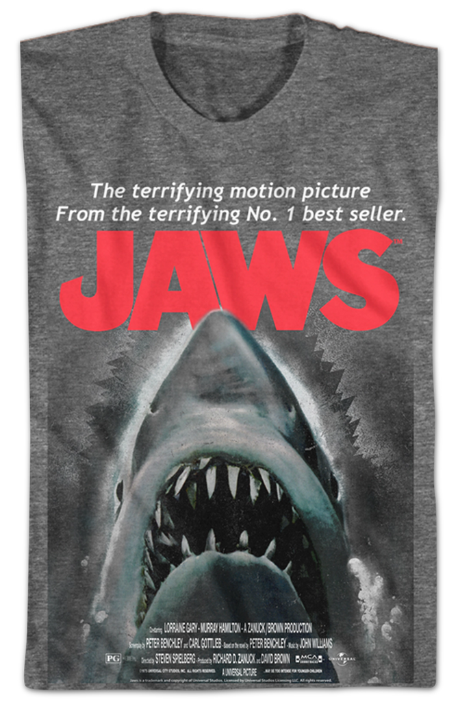 Jaws Poster Shirt Terrifying Motion Picture From Best Seller 1305