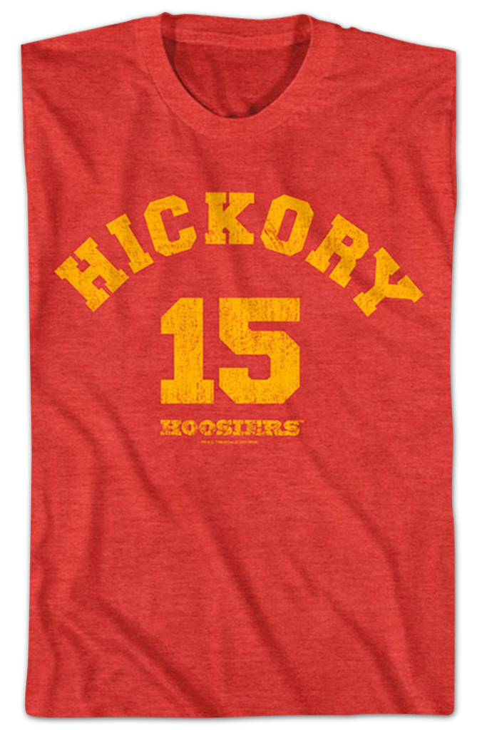 Hoosiers Shirt Hickory 15 Jimmy Chitwood Huskers Jersey Number Indiana High  School Basketball Movie Red Tee Size XS S M L XL 2XL 3XL 4XL 