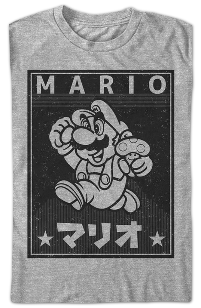 Mario Jump Japanese Text Poster Nintendo T-Shirt