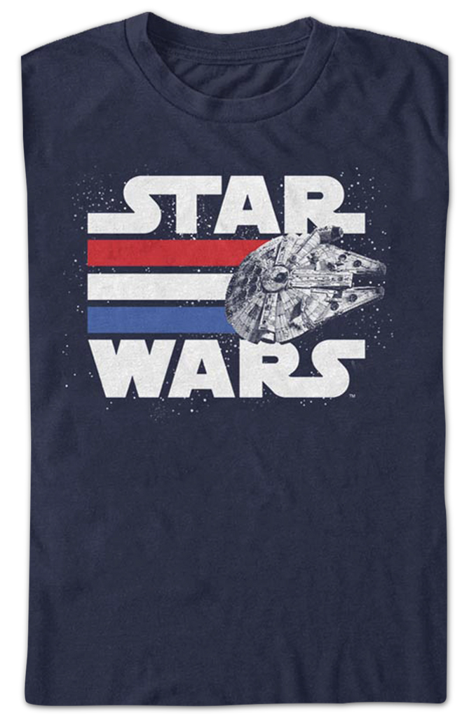 millennium falcon red white and blue shirt