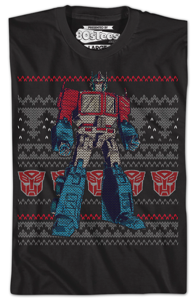 Optimus Prime Faux Ugly Christmas Sweater Transformers T-Shirt