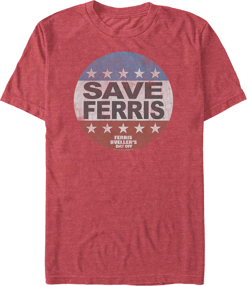 Ferris Bueller's Day Off Save Ferris '86 Red T-Shirt Men's  LARGE