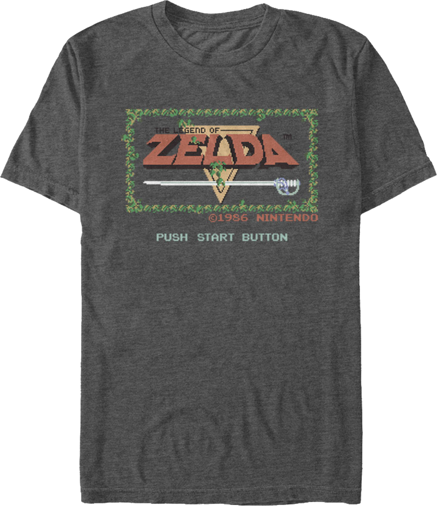 Start Screen Legend of Zelda T-Shirt: Super Mario Bros Mens T-Shirt