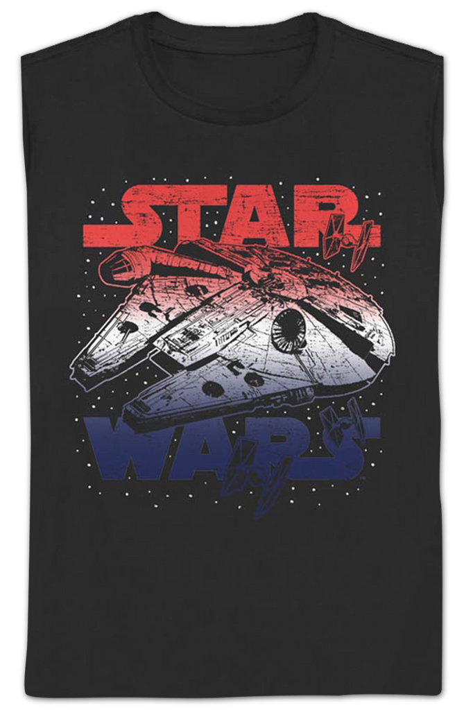 millennium falcon red white and blue shirt