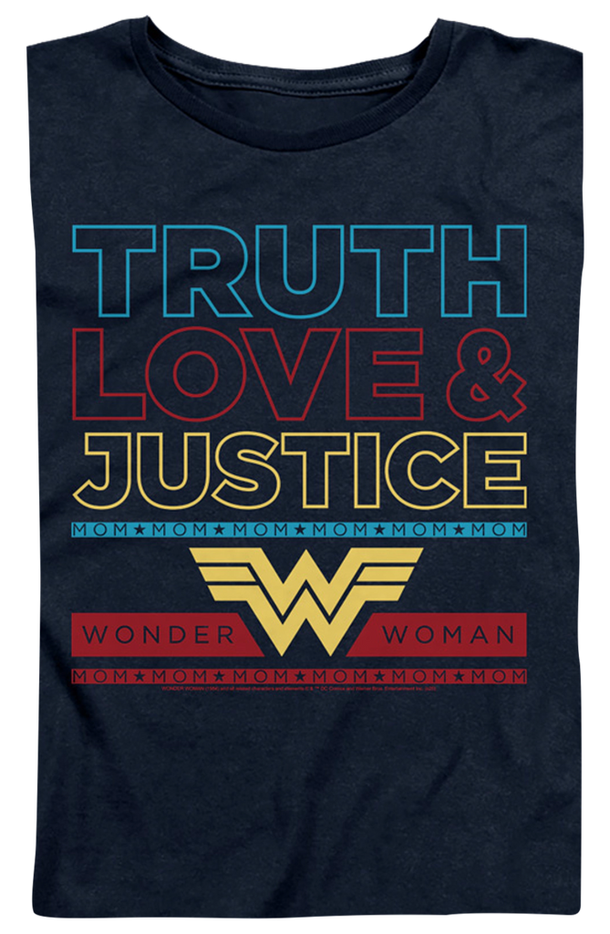 Womens Moms Truth Love Justice Wonder Woman Shirt