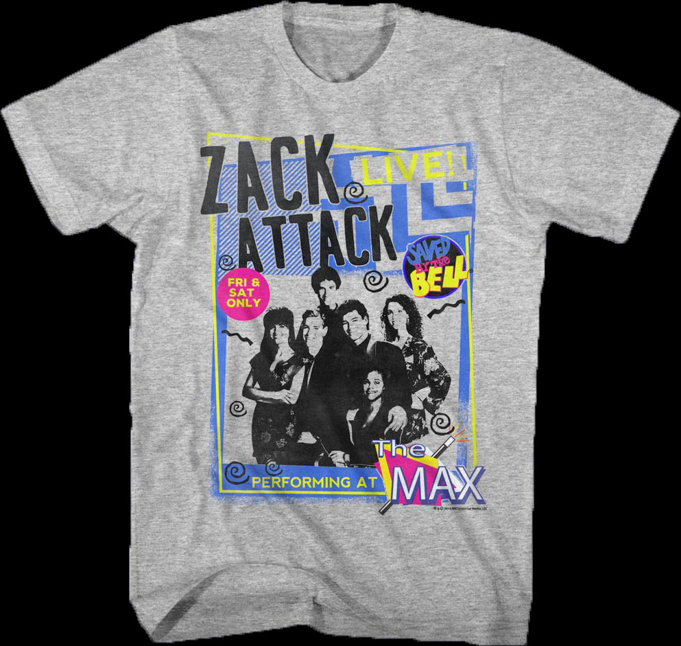 Zack Attack Live T-Shirt: Saved By The Bell Mens T-Shirt