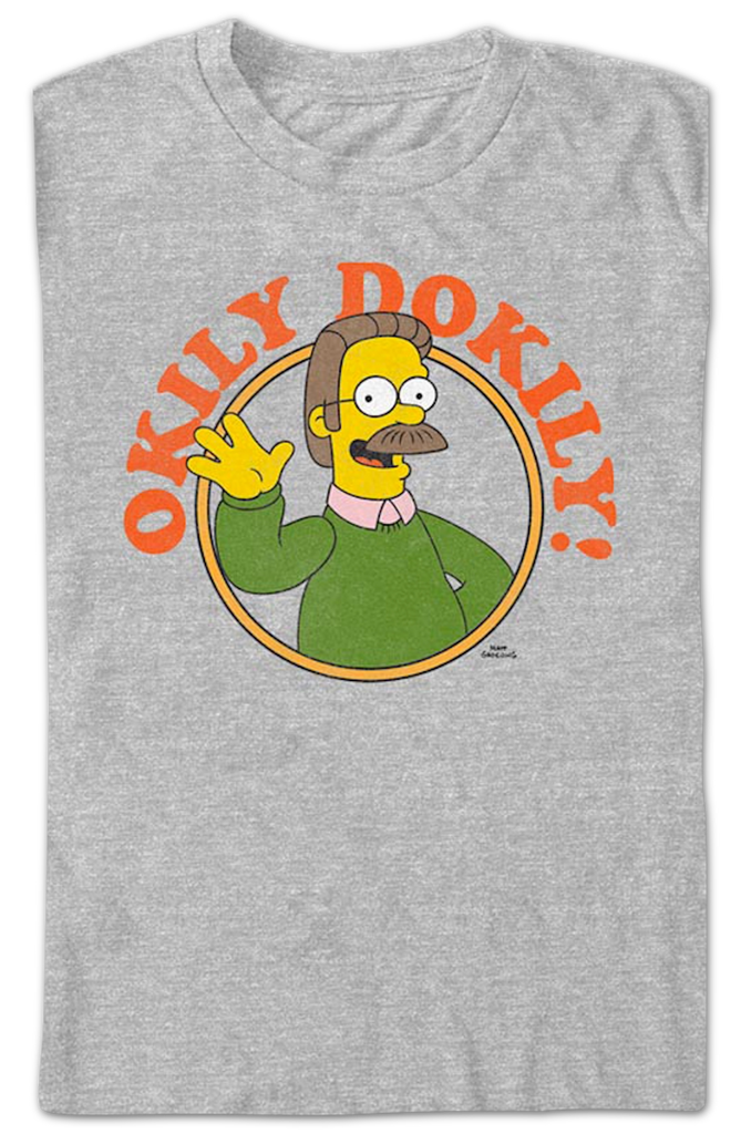 Athletic Heather Ned Flanders Okily Dokily Simpsons T-Shirt