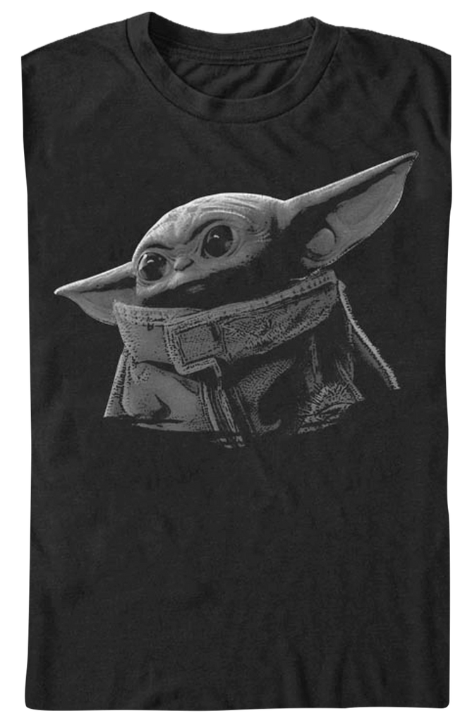 Black And White The Child Star Wars The Mandalorian T-Shirt