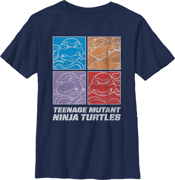 Boys Youth Square Outlines Teenage Mutant Ninja Turtles Shirt