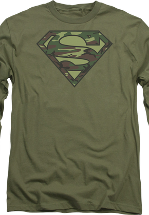 Camouflage Superman Logo DC Comics Long Sleeve Shirt