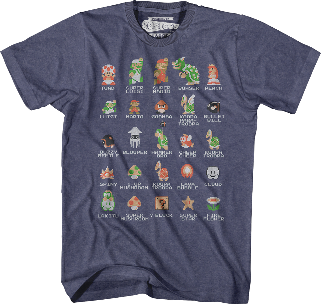 Cast of Super Mario Bros Shirt: Nintendo Super Mario Bros Mens T-shirt