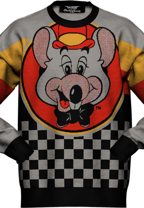 Checkerboard Character Chuck E. Cheese Knitted Sweater