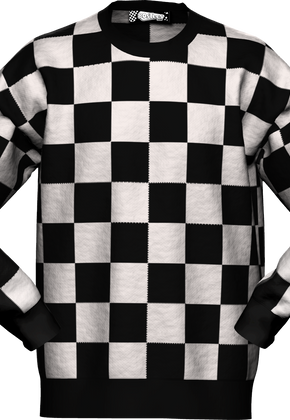 Checkerboard Pattern Knitted Sweater