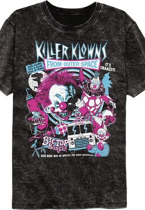 Crazy Collage Killer Klowns From Outer Space Mineral Wash T-Shirt