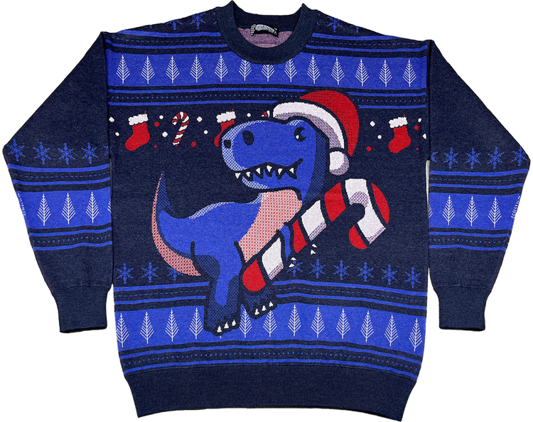 Festive Dinosaur Knitted Christmas Sweatermain product image