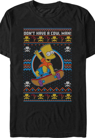 Don't Have A Cow Faux Ugly Christmas Sweater Simpsons T-Shirt