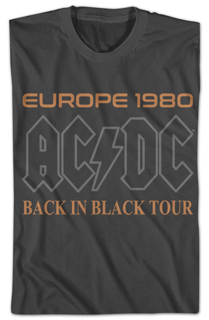 Europe 1980 Back In Black Tour ACDC T-Shirt