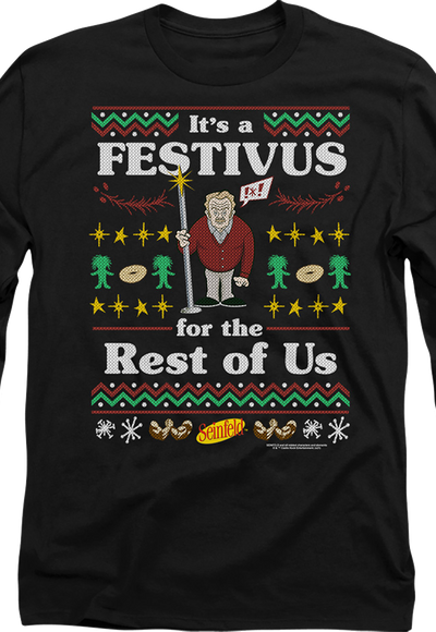 Faux Ugly Festivus Sweater Seinfeld Long Sleeve Shirt