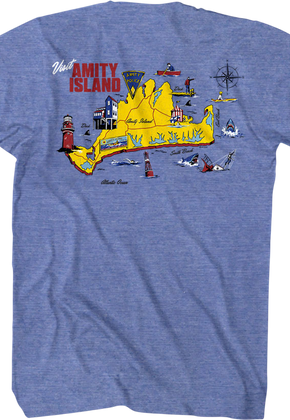 Front & Back Amity Island Map Jaws T-Shirt