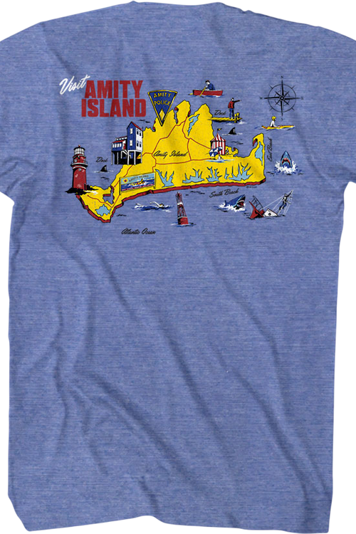 Front & Back Amity Island Map Jaws T-Shirtmain product image