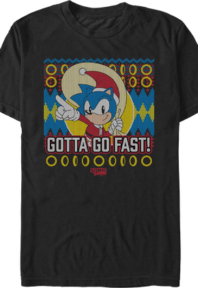 Gotta Go Fast Faux Ugly Christmas Sweater Sonic The Hedgehog T-Shirt