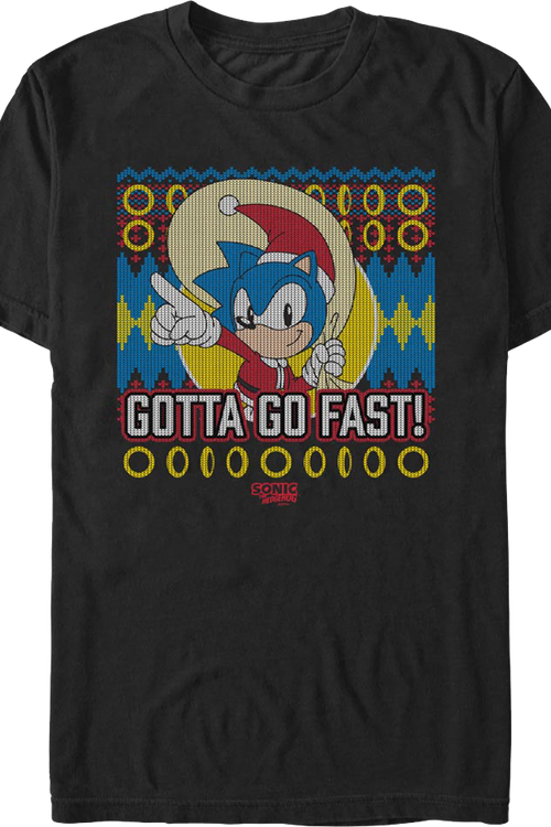 Gotta Go Fast Faux Ugly Christmas Sweater Sonic The Hedgehog T-Shirtmain product image