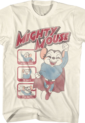 Here I Come To Save The Day Collage Mighty Mouse T-Shirt