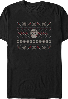 Jason Faux Ugly Christmas Sweater Friday the 13th T-Shirt