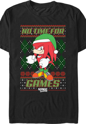 No Time For Games Faux Ugly Sweater Sonic The Hedgehog T-Shirt