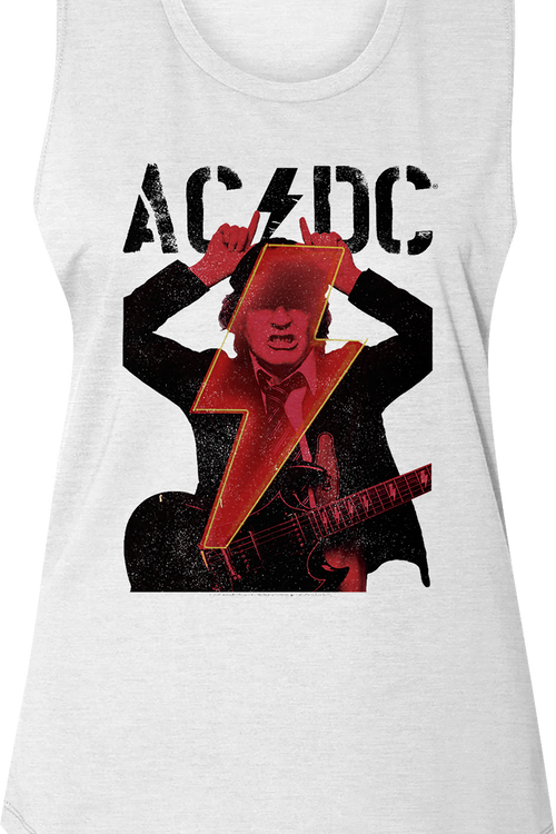 Ladies Angus Young Devil Horns ACDC Sleeveless Crewneck Shirtmain product image