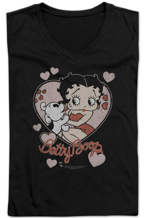 Ladies Puppy Love Betty Boop V-Neck Shirtmain product image