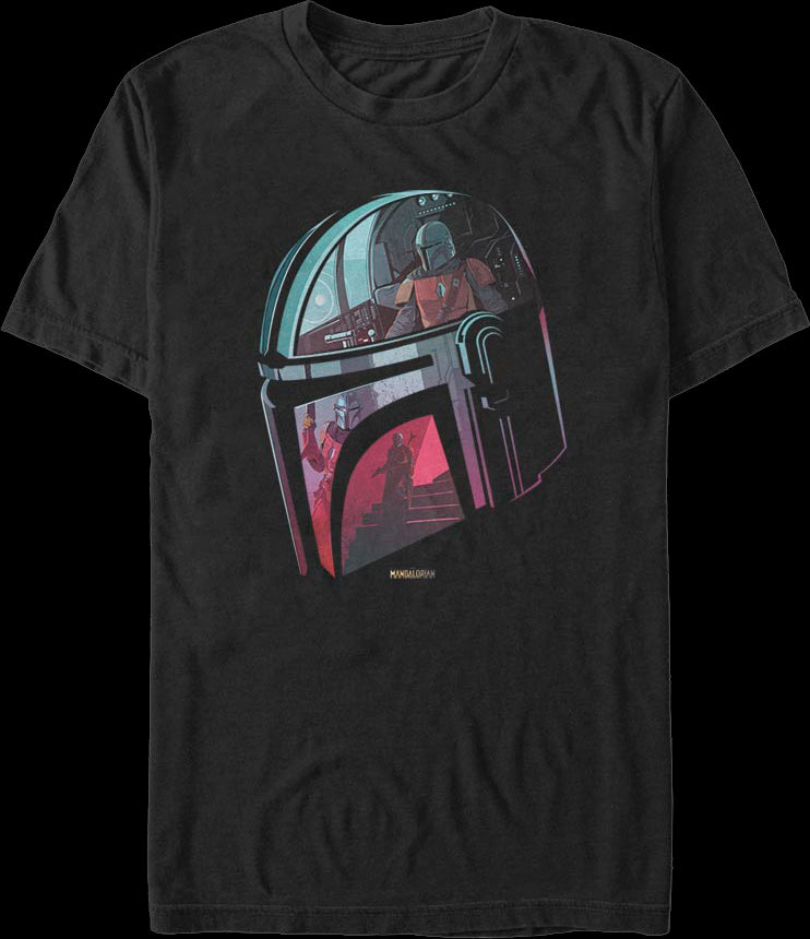 Mandalorian Helmet Reflection Star Wars T-Shirt