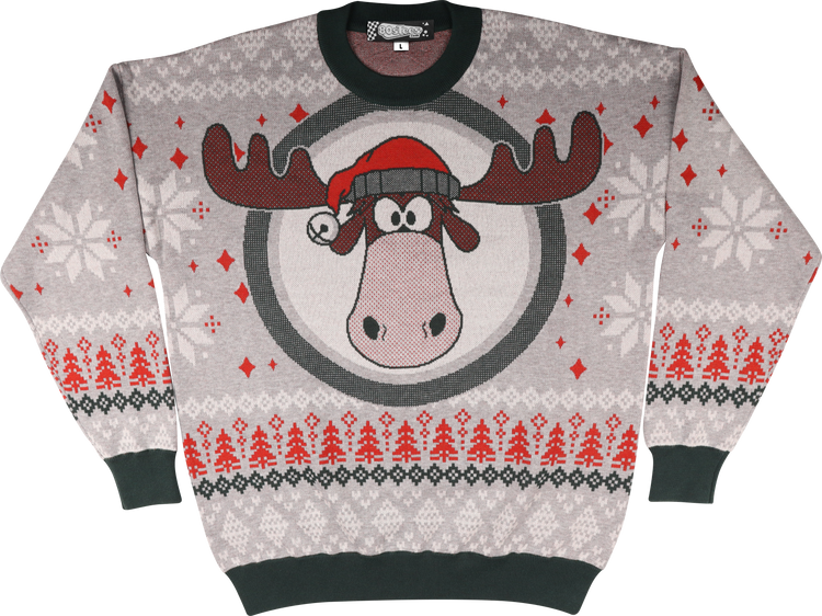 Moose Head With Santa Claus Hat Christmas Vacation Knitted Sweatermain product image