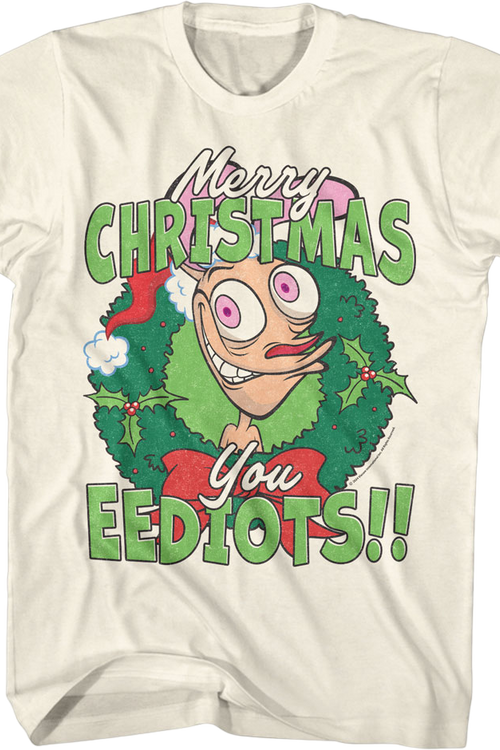 Merry Christmas You Eediots Ren And Stimpy T-Shirtmain product image