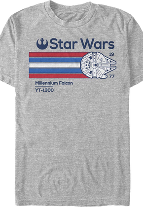 Millennium Falcon '77 Red White Blue Stripes Star Wars T-Shirt