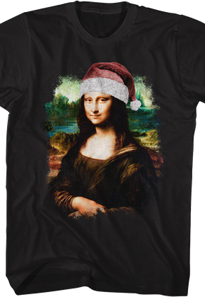 Mona Lisa In Santa Claus Hat Art Gallery T-Shirt