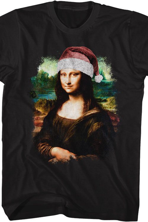 Mona Lisa In Santa Claus Hat Art Gallery T-Shirtmain product image