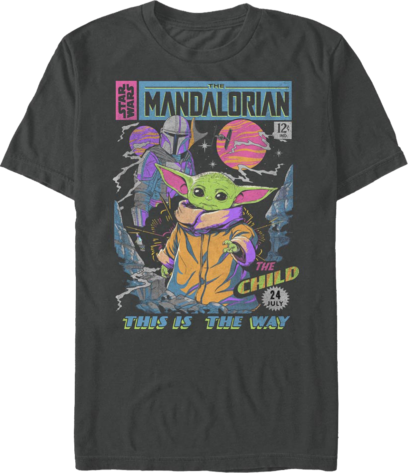 Book Comic Star Cover Mandalorian T-Shirt Wars Neon
