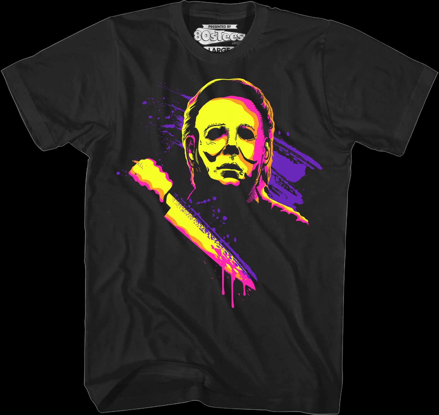 Neon Michael Myers Halloween T-Shirt: Halloween Mens T-Shirt