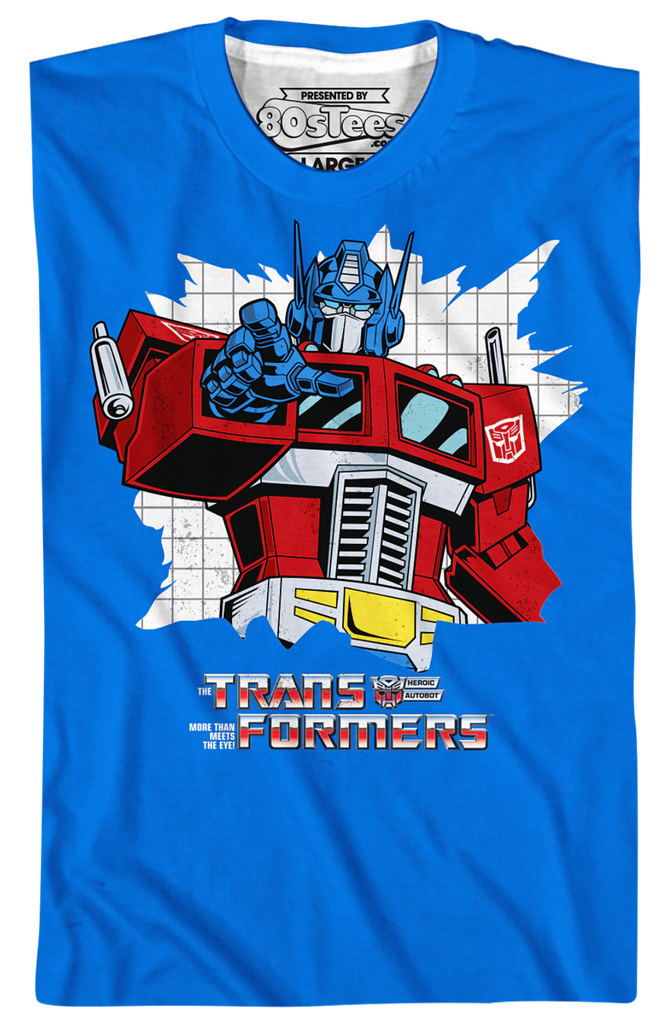 Optimus Prime Vintage Striped Sleeve Transformers T-Shirt