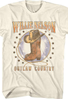 Outlaw Country Boots & Hat Willie Nelson T-Shirt