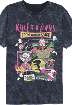 Panel Collage Killer Klowns From Outer Space Mineral Wash T-Shirt