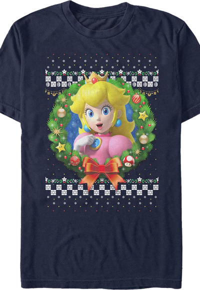 Princess Peach Christmas Wreath Super Mario Bros. T-Shirt