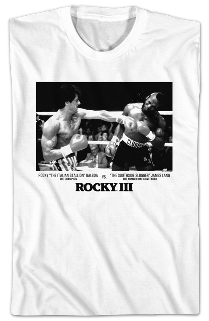 Rocky Balboa vs. Clubber Lang Black And White Photo Rocky III T-Shirt