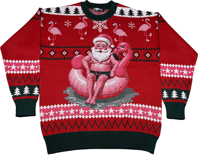 Santa Chilling In The Pool Knitted Christmas Sweatermain product image