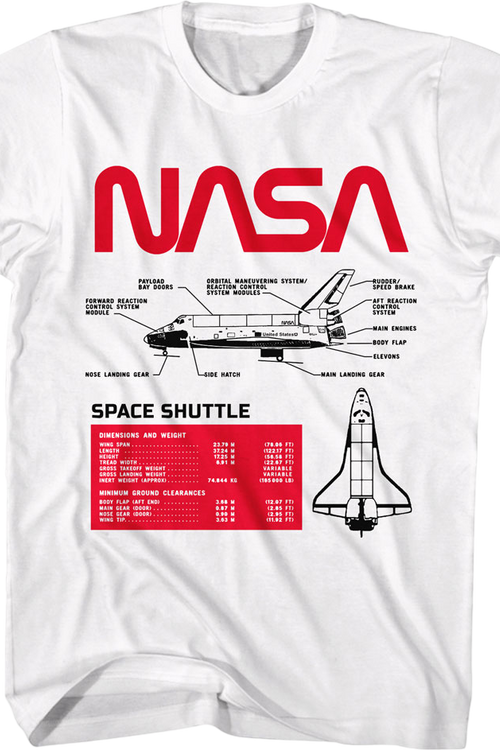 Space Shuttle Specifications NASA T-Shirtmain product image