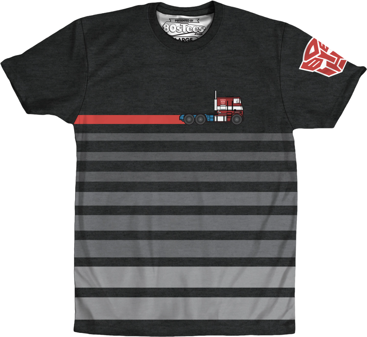 Sublimated Optimus Prime Stripe Shirt: Transformers Mens T-Shirt